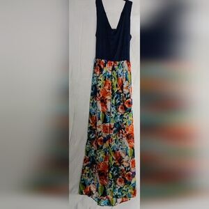 NWT Le Lis Floral Maxi Skirt in Blue and Orange Size XL